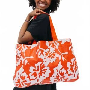 NEW PRETTY SIMPLE women's large kona cove beach bag in floral pink